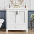 thumbnail image 3 of 30-inch Bathroom Vanity with Ceramic Sink, Solid Wood & MDF Construction, Soft-Close Doors, Divided Drawer, Adjustable Shelves, Space-Saving for Small to Medium Bathrooms, White, 3 of 11