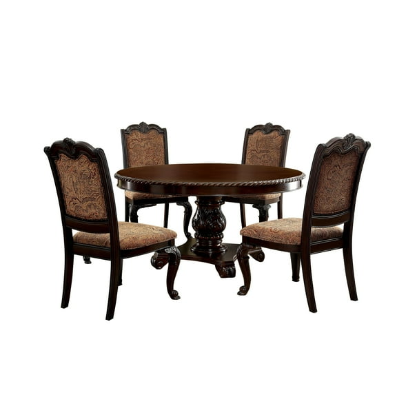 Furniture of America Ramsaran Wood 5-Piece Dining Table Set in Brown Cherry