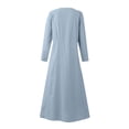 thumbnail image 5 of Robe en Lin de Coton pour Femmes Col Rond Imprimé Manches Longues Décontractée Ample Fluide Vacances Longue Robe avec Poches, 5 of 5