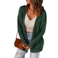 thumbnail image 1 of Cárdigan suéter hombro caído manga larga bolsillo color puro casual suéter chaqueta para mujer verde XXL, 1 of 6