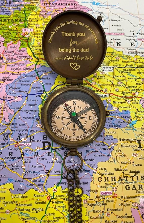 Marine Engraved Compass Brass Pocket Compass Gifts for Men Him Grandson Boys Thank You for Being Dad Engravable Antique Gift Compasses for Graduation