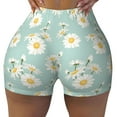 thumbnail image 2 of Rateoe Floral Daisy Printed Power Workout Shorts for Women Tummy Control Squat Proof Ribbed Thick Seamless Scrunch Active Short-Medium, 2 of 8