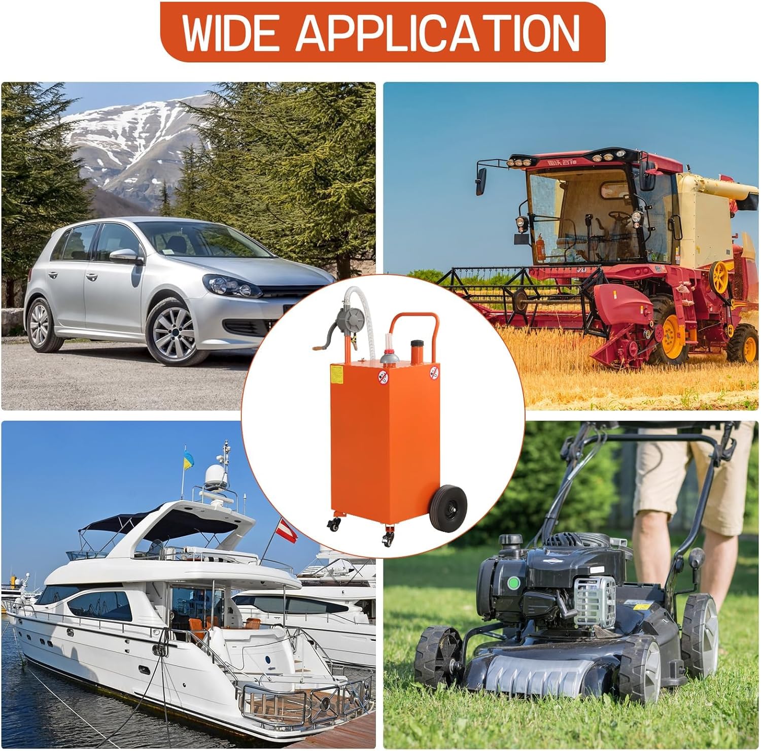 M optimized 30 Gallon Gas Caddy, Portable Fuel Transfer Storage Tank with 4 Wheels and 2-Way Rotary Pump, Large Diesel Kerosene Can Container for Cars Boat ATV Motorcycle Lawnmower