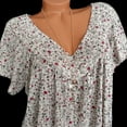 thumbnail image 4 of CHOK Blouse à Manches Courtes Col en V Imprimée pour Femmes Grande Taille, chandail-Over, T-Shirt Fin, 4 of 5