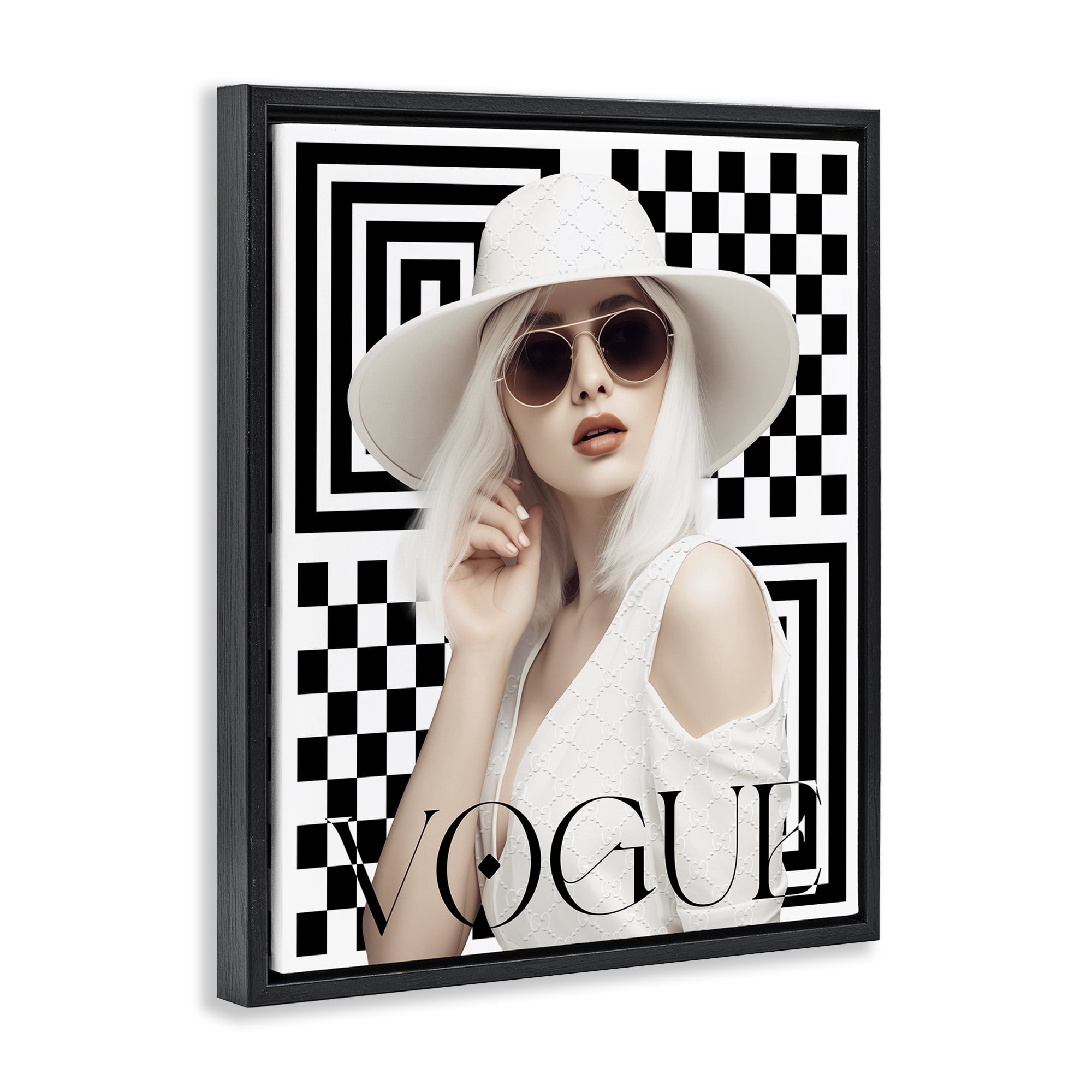 Stupell Industries Mod Elegance Woman Fashion Painting Black Floater Framed Canvas Art Print Wall Art, 17 x 21