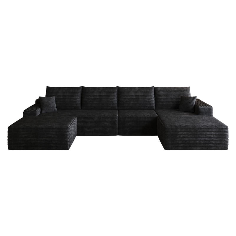 135" Cloud Sectional Sofa with Ottoman, U Shaped Modular Sectional Couch, Modern Minimalist Deep Seat Upholstered Sofa with Chaise, Plush Corduroy Fabric Living Room Sofa Set, No Assembly Required