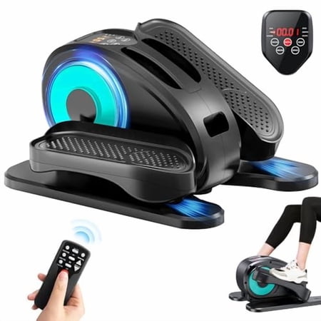 Under Desk Elliptical, Electric Foot Pedal Exerciser, Fully Assembled Seated Elliptical, Compact Portable Elliptical Machine Trainer with Remote Control, Mini Elliptical Leg Exerci
