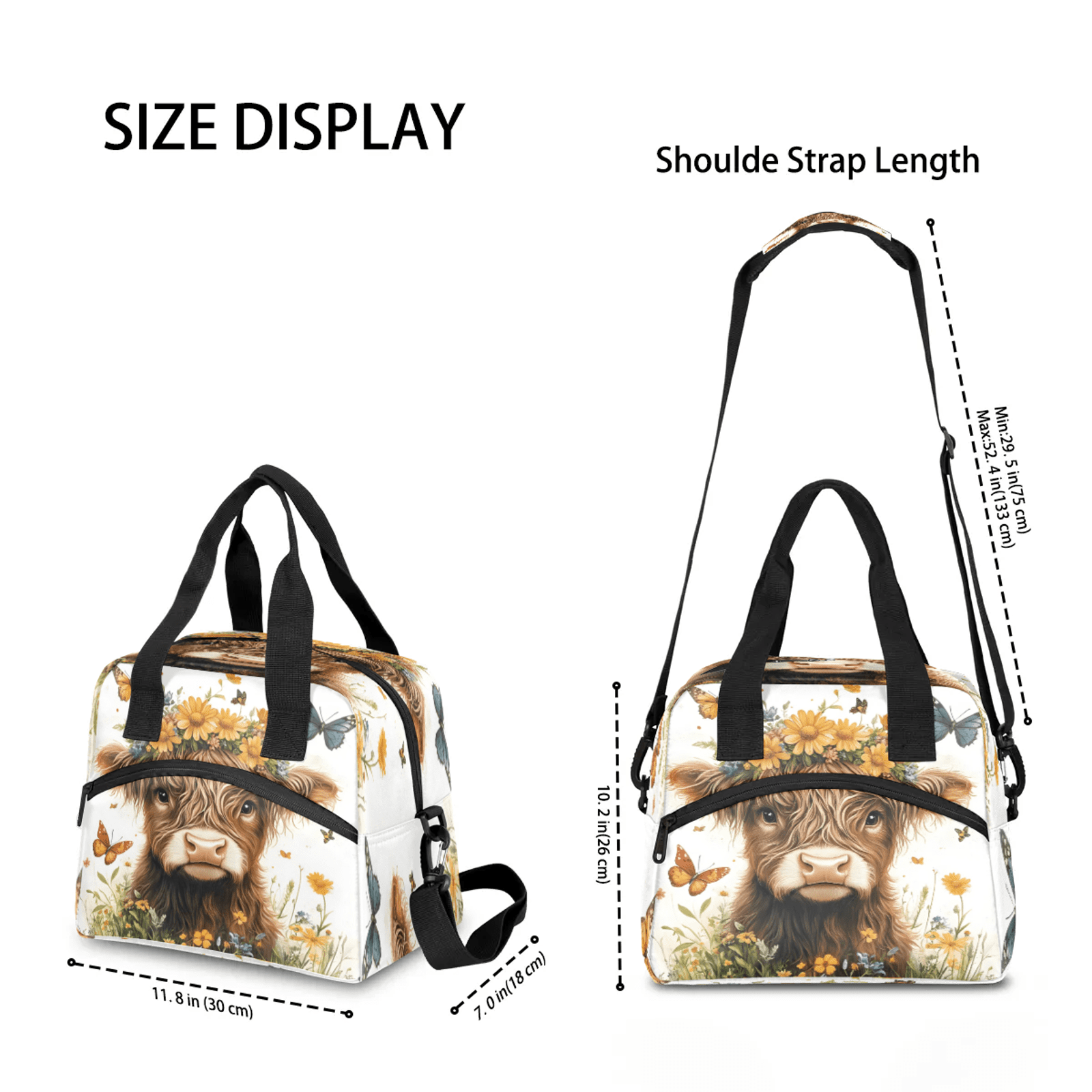 Herdesigns Highland Cow Lunch Bag for Women Men Adult, Cute Large Insulated Reusable Lunch Box Leakproof Portable Cooler Tote Bags for Work Picnic Beach