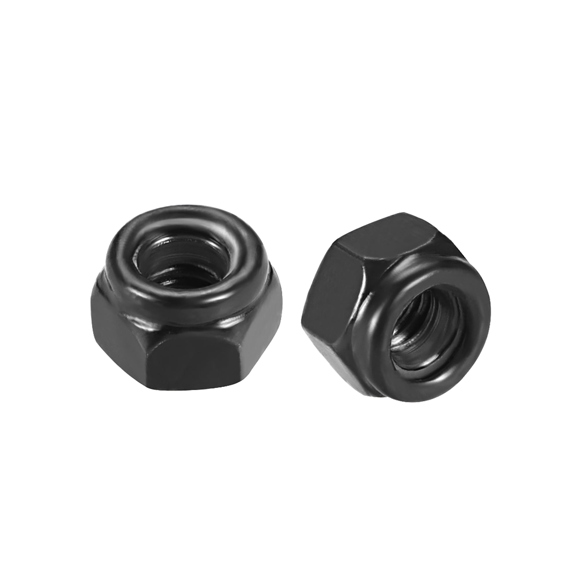 M3 x 0.5mm Nylon Insert Hex Lock Nuts, Carbon Steel Black Zinc Plated