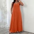 thumbnail image 6 of NTACZA Maxi Spring Dresses for Women Shift Solid Plus Size Crew Neck Loose for Beach Red, 6 of 6