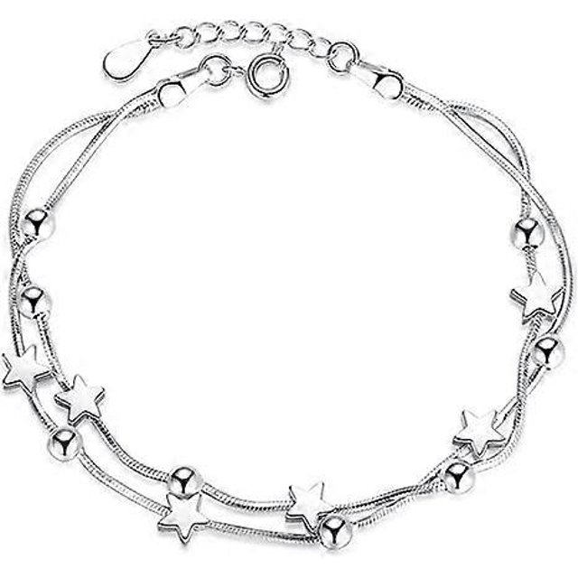 Pulsera con dije de estrellas centelleantes, pulsera de estrellas con cuentas, pulsera minimalista, pulsera para uso diario, pulsera de eslabones, pulsera celestial, regalo