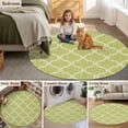 thumbnail image 6 of Grass Green Morocco Round Area Rug 4ft, Ethnic Geometric Quatrefoil Lattice Washable Non-Slip Circle Rugs for Bedroom Living Room Kitchen, Soft Non Shedding Circle Carpet for Dining Room Dorm, 6 of 9