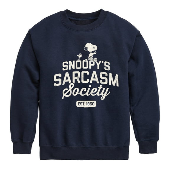 Peanuts - Snoopy Sarcasm Society - Toddler & Youth Crewneck Fleece Sweatshirt