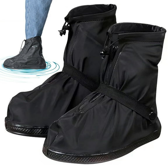 2WIN2BUY Waterproof Shoe Covers for Rain & Snow,Non-Slip Reusable Overshoes with Zipper,Durable Shoe Protectors for Hiking,Cycling