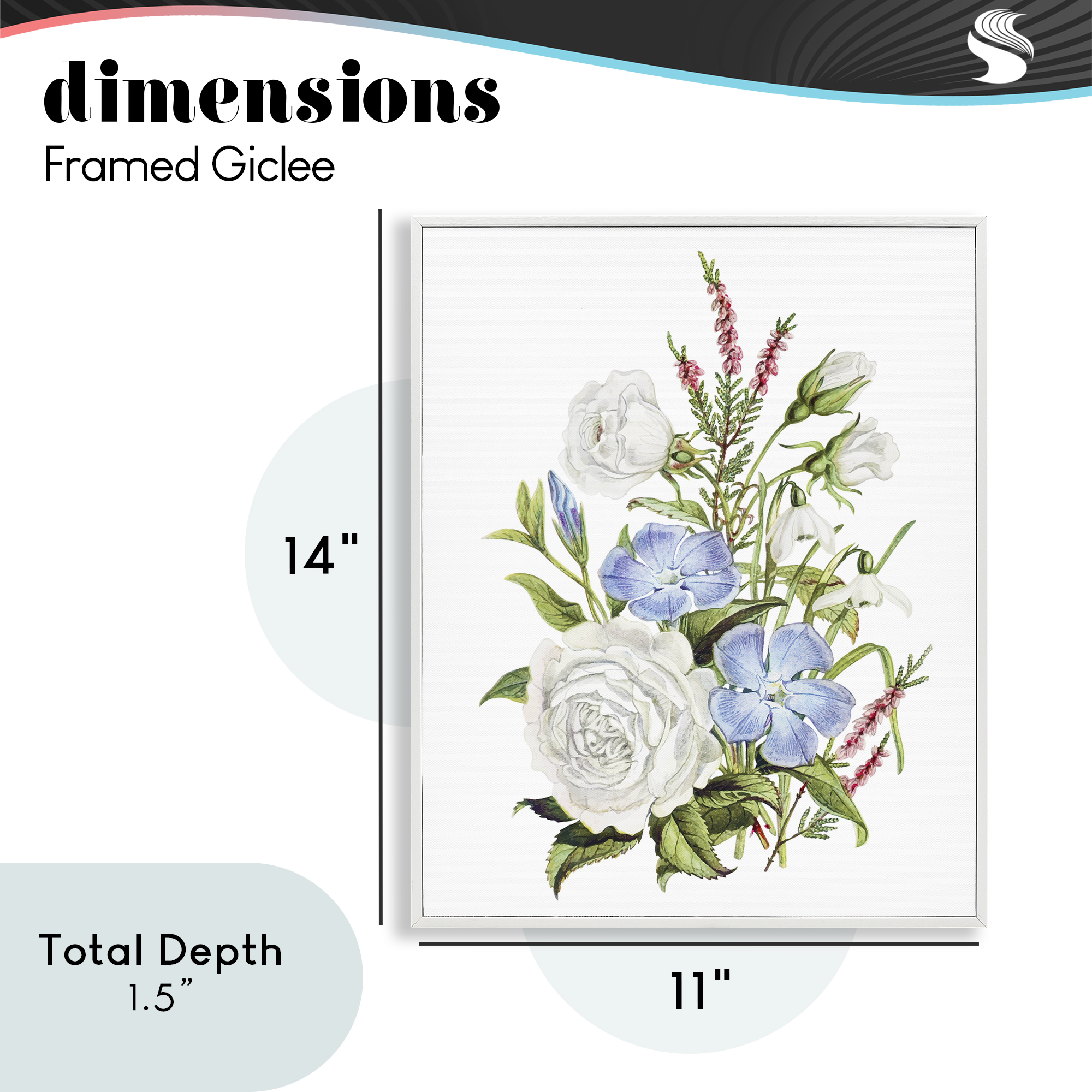 Bountiful Floral Bouquet White Framed Giclee Art, design by Lettered and Lined