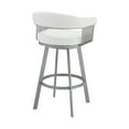 thumbnail image 5 of Chelsea 30" Bar Height Swivel Bar Stool in Silver finish and White Faux Leather, 5 of 11