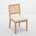 thumbnail image 4 of GAKMCIL Farmhouse Rattan Linen fabric Dining Chairs, Modern Kitchen & Dining Room Chairs, Cane Upholstered Kitchen Side Chair with Natural Hardwood Frame, Weight Capacity:300lb, Beige (Set of 2), 4 of 15