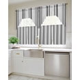 thumbnail image 4 of Grey Stripe Kitchen Curtain and Valance Set 3 Pieces, Rod Pocket Short Tier Curtains 24 Inch Length, Farmhouse Minimalist Striped Swag Topper Small Window Treatment for Cafe Bathroom Bedroom, 4 of 6