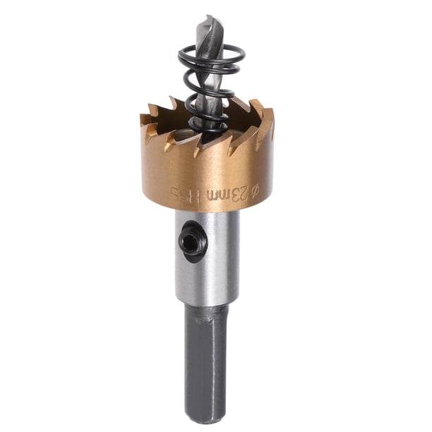 Uxcell Broca de sierra de corona HSS de 23mm recubierta de titanio para acero inoxidable, aleación de madera