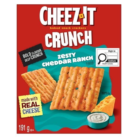 Cheez-It® Crunch, Zesty Cheddar Ranch Flavour, Baked Snack Crackers, 191g