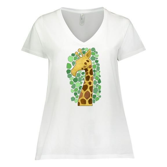 Inktastic Giraffe silhouette Women's Plus Size V-Neck T-Shirt