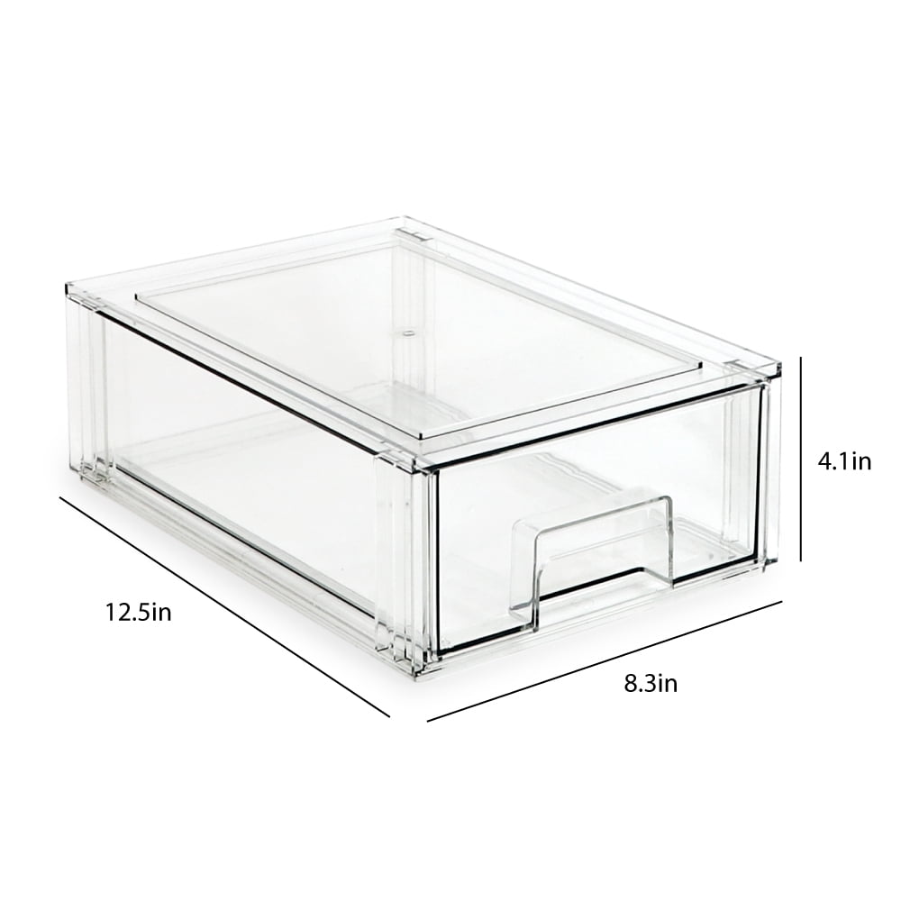 Isaac Jacobs Clear Drawer Organizer, Medium – Stackable Plastic Storage Bin for Kitchen, Bathroom, Office, Vanity, and Home Organization