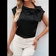 thumbnail image 4 of Blusa de Satén con Cuello Alto, Mangas y Lazo para Mujer, para Oficina Negro S, 4 of 7