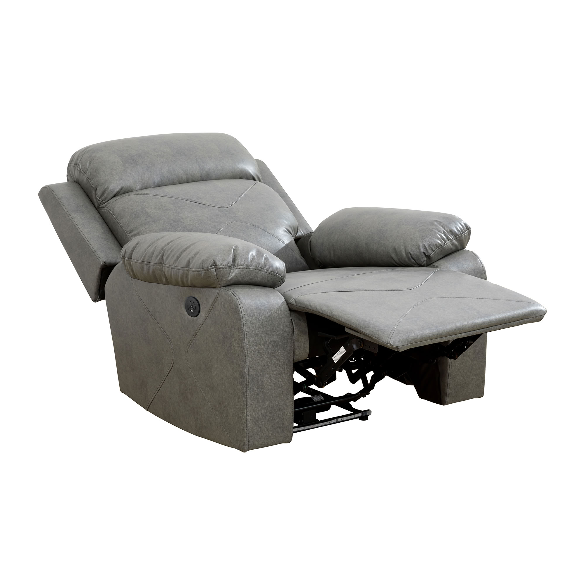 MAYEERTY Recliner Chair, Breathing Leather Sofa with USB Charging & LED Lights for Living Room Bedroom