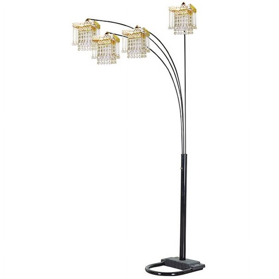 NEW Elegant Gold & Crystal Ornaments Shades w/ Black Body U Base 84" Floor Lamp 6968