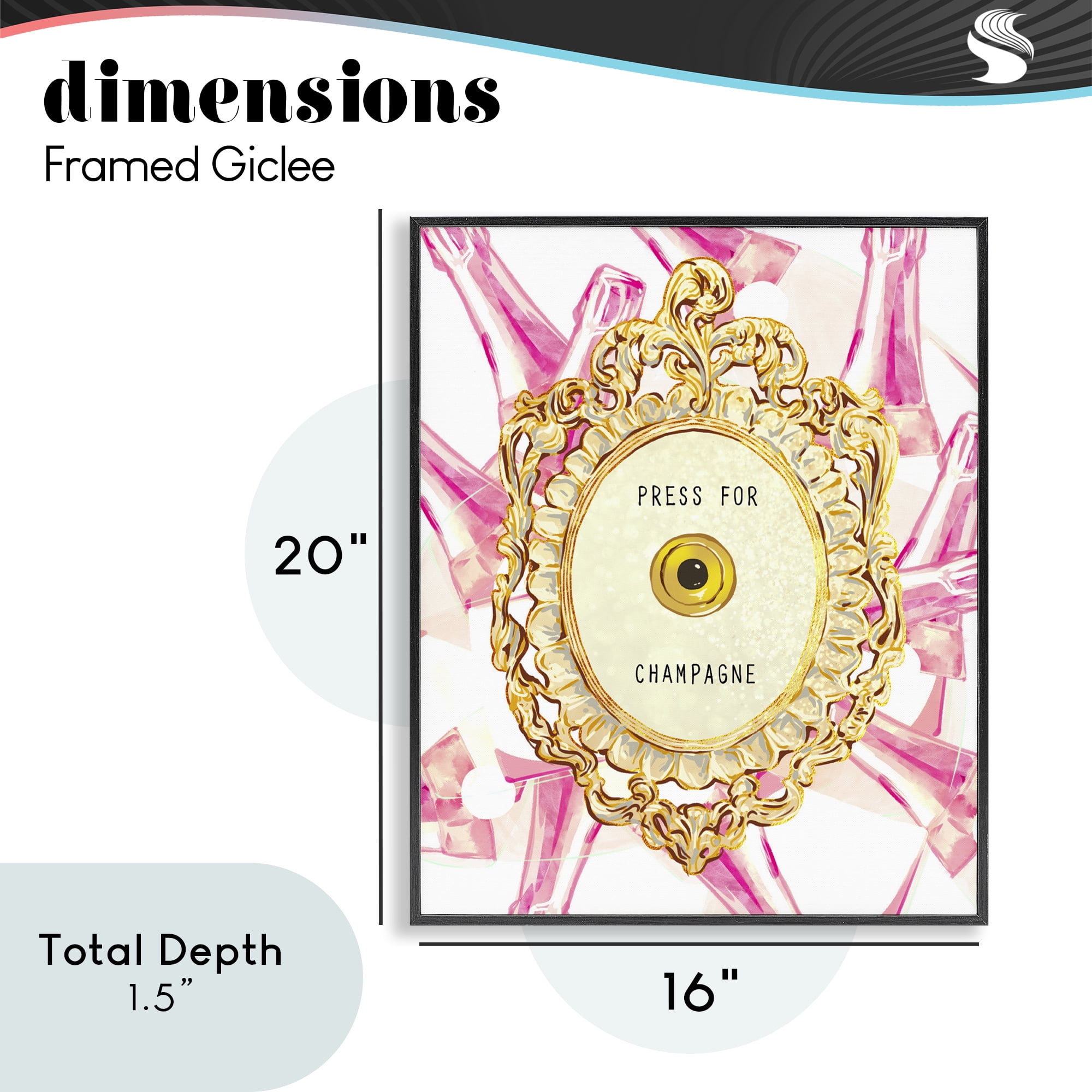 Champagne Doorbell with Pattern Black Framed Giclee Art, design by Ziwei Li