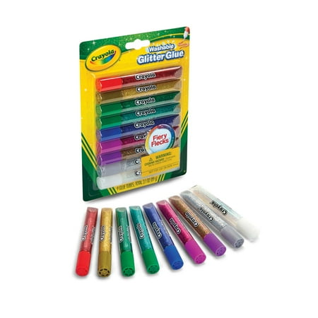 Crayola Washable Glitter Glue Pens .35 Ounce 9/Pkg-Bold 