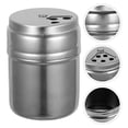 thumbnail image 4 of 3 botellas de condimentos de acero inoxidable con tapas giratorias, recipientes para sal, pimienta y otras especias., 4 of 5