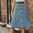 thumbnail image 2 of Ashirexll Denim Skirt Women, High Waisted Skirts for Women, Summer Denim Dress Pocket Skirt Casual Mid-Length Skirt Blue A M, 2 of 8