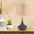 thumbnail image 2 of 7.08inch Modern Table Lamps Simple Grey for Living Room Bedroom Wood Cloth Light, 2 of 15