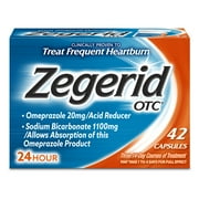 Zegerid OTC Heartburn Relief, (42 Count) 24 Hour Stomach Acid Reducer Proton Pump Inhibitor, Omeprazole & Sodium Bicarbonate
