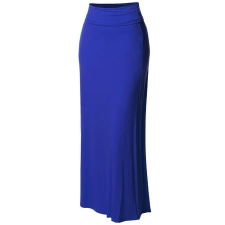 Bustle Over Skirt - FashionOutfit Women's Stylish Fold Over Flare Long Maxi Skirt