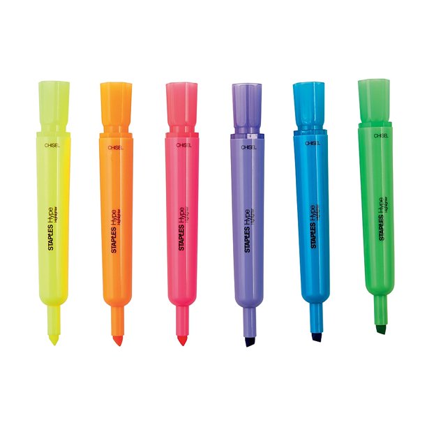Staples Hype Tank Highlighters Chisel Assorted 12/PK (29204) Walmart