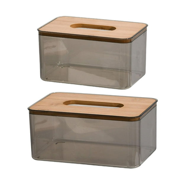 Caso de tejido,Caja de pañuelos de plástico ABS Organizador Cubierta de madera,Caja de almacenamiento de toallas de papel para el hogar,Dispensador de pañuelos Hogar Sala de estar Oficina