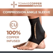Tommie Copper Sport Compression Ankle Sleeve, Black, Small/Medium, Support Brace, 1 Count per Pack