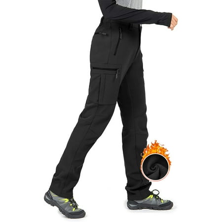 Moosehill Womens Snow Ski Pants Fleece Lined Winter Hiking Outdoor Water Resistant Windproof Black XL