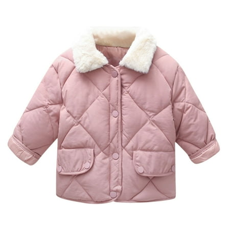 

Maean Toddler Kids Cotton Jacket Fall Winter Lapel Thickened Long Sleeve Coat Warm Cotton Outerwear for Boys Girls