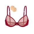thumbnail image 5 of Wingslove Women's Sexy Sheer Bra Unlined Underwire Support See Through Everyday Bra with Silicone Nipple, Wine Red 32D, 5 of 5