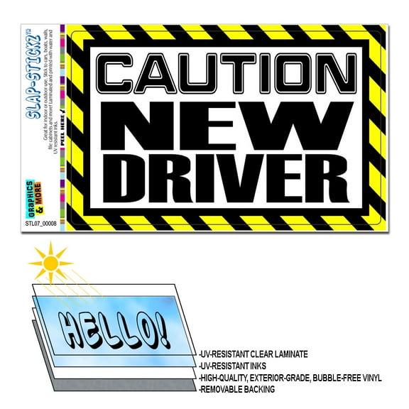 Caution New Driver SLAP-STICKZ(TM) Premium Sticker