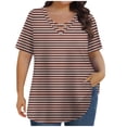 thumbnail image 1 of Tops de Manga Corta de Tamaño Más de las Mujeres, Blusas de Cuello en V Impresas de Verano de Moda para Uso Casual, Diario Y de Fiesta, 1 of 8