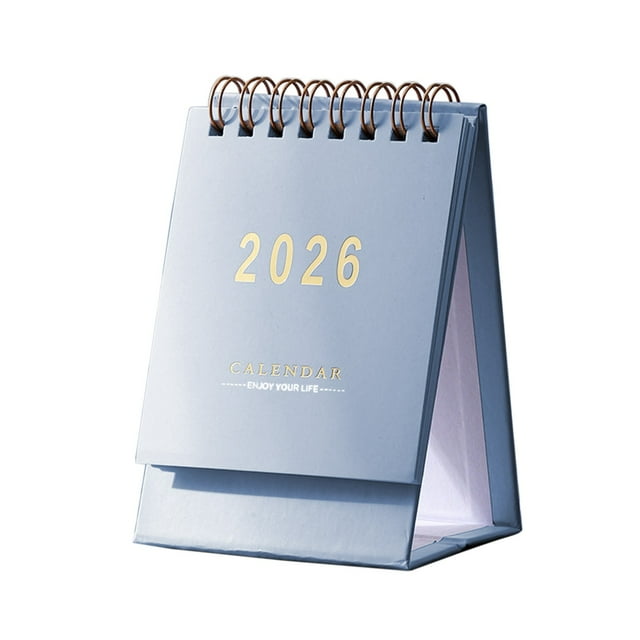Small Desk Calendar 2026 Solid Color Paper Desktop Calendar with 12-Month Layout, 4.8 in x 3 in x 2.5 in Display Size, Foldable to 8.66 in x 2.99 in x 0.39 in