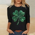 thumbnail image 5 of Womens Blouses 3/4 Sleeve,Saint Patrick's Day Shirts for Women 2026 3/4 Sleeve Shamrock Clover Tops Casual Loose Irish Blouses, 5 of 5
