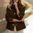 thumbnail image 2 of DHFJKG Lapel Crop Jacket For Women Loose Fit Solid Color Button Front Coat With Pockets Elegant Fall Winter Trendy Coat, 2 of 6