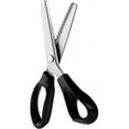 thumbnail image 2 of Tijeras dentadas profesionales para acolchado y sastrería, hojas de acero inoxidable con corte en zigzag antideshilachado, 9 pulgadas, color negro, tijeras para manualidades multiusos y con agarre, 2 of 8