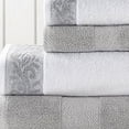 thumbnail image 2 of Modern Threads Filigree Jacquard Border 6-Piece Cotton Adult Bath Towel Set, Silver, 2 of 4