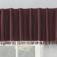 thumbnail image 2 of Sun Zero Evelina Faux Dupioni Silk Beaded Tassels Thermal Extreme 100% Blackout Back Tab Curtain Valance,50" X 17", Bordeaux Red, 2 of 8